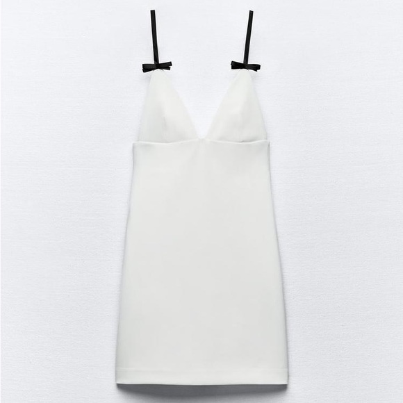 Zara VIRAL Short Dress with Bows Black White Small - Picture 14 of 16